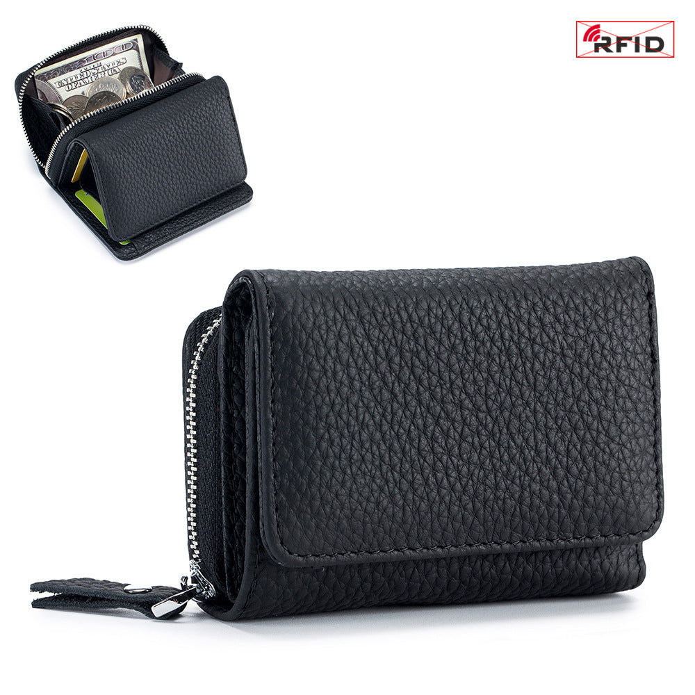 Women's Genuine Leather Style Short Three-fold Mini Ladies Wallets