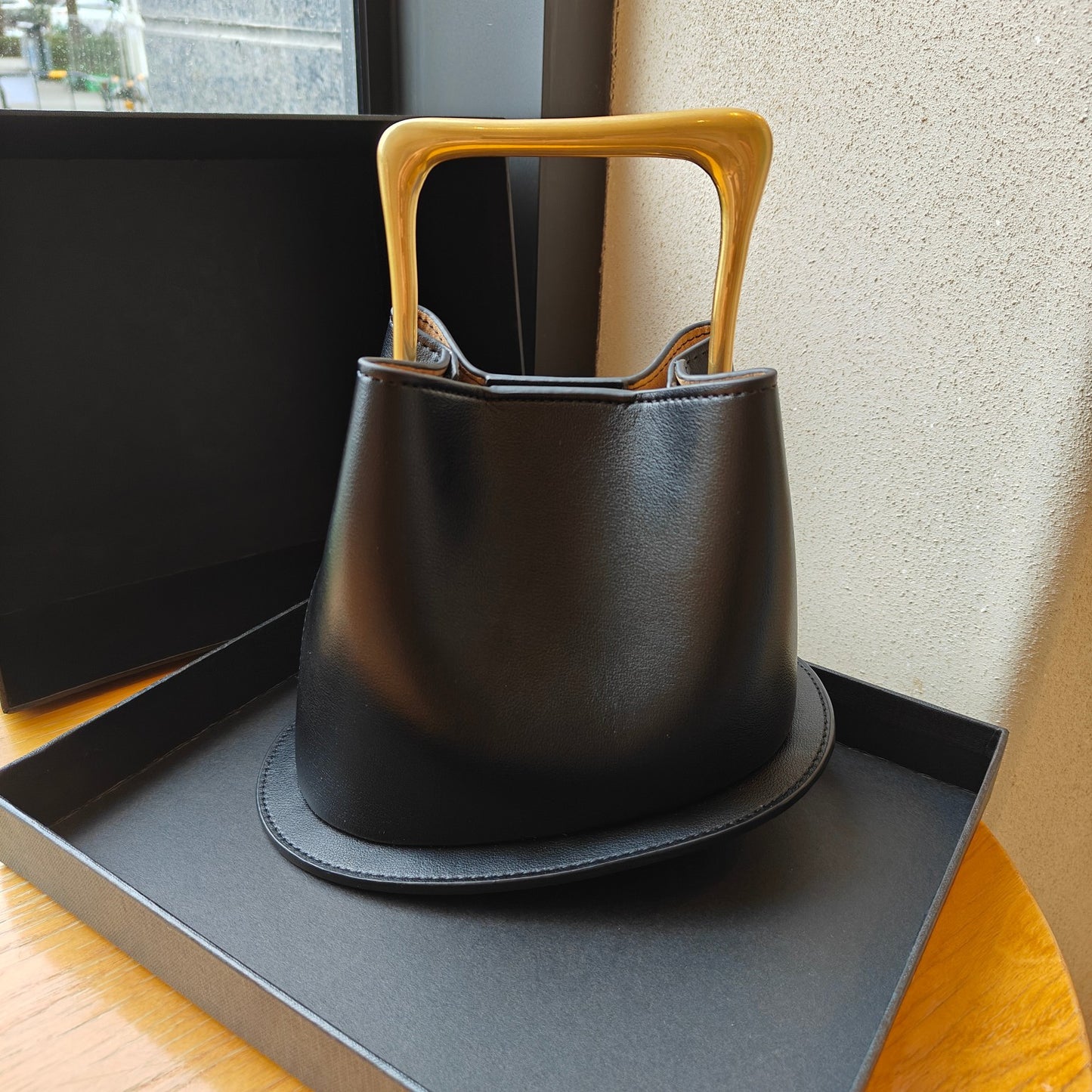 Vintage Genuine Leather With Wooden Irregular Crossbody Bags