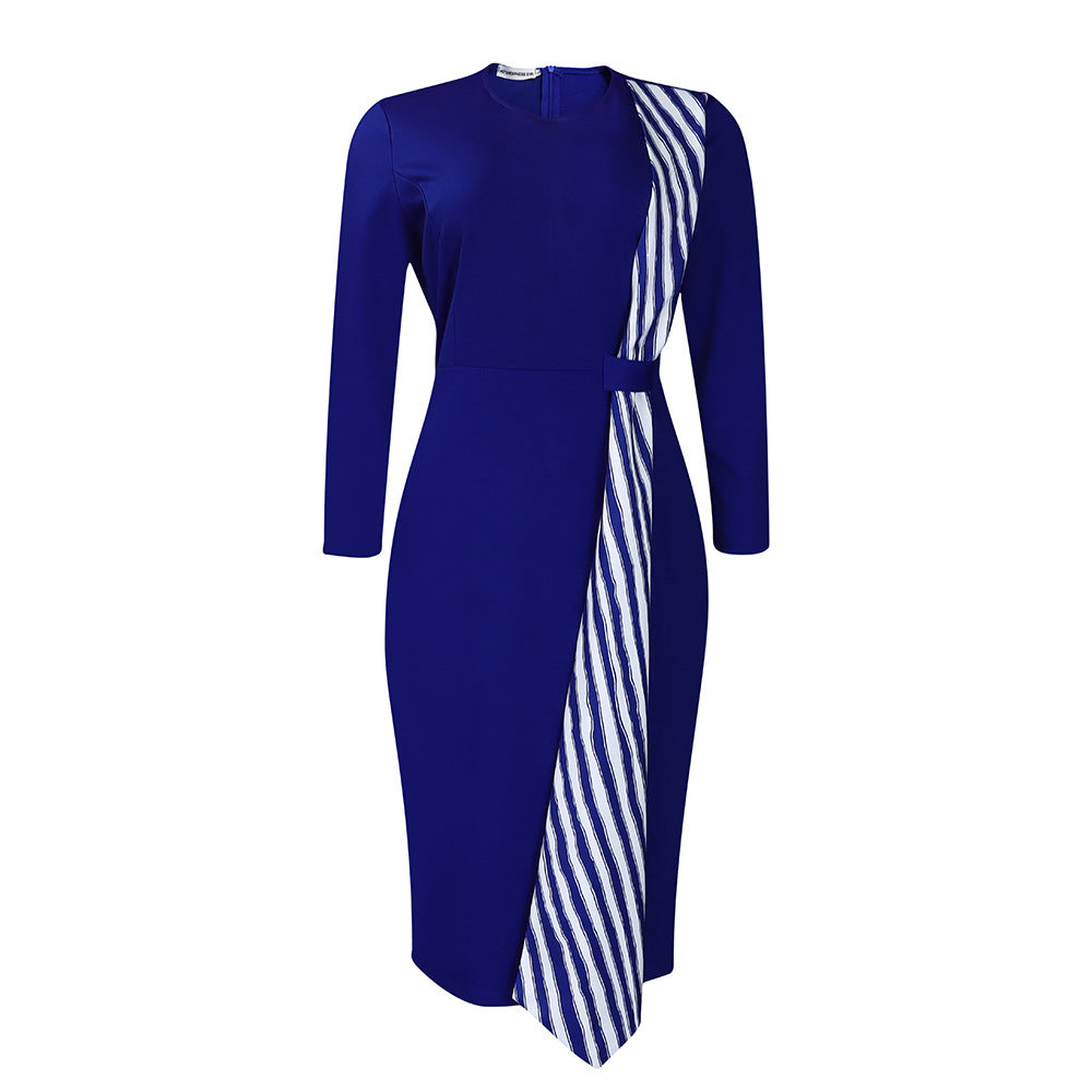 Women's African Graceful Fashionable Slimming Sheath Round Neck Dress