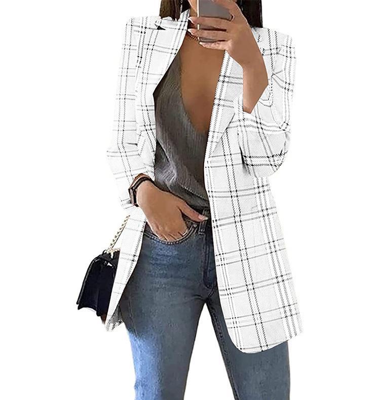 Women's Fashion Plaid Leisure Lapel For Small Suit
