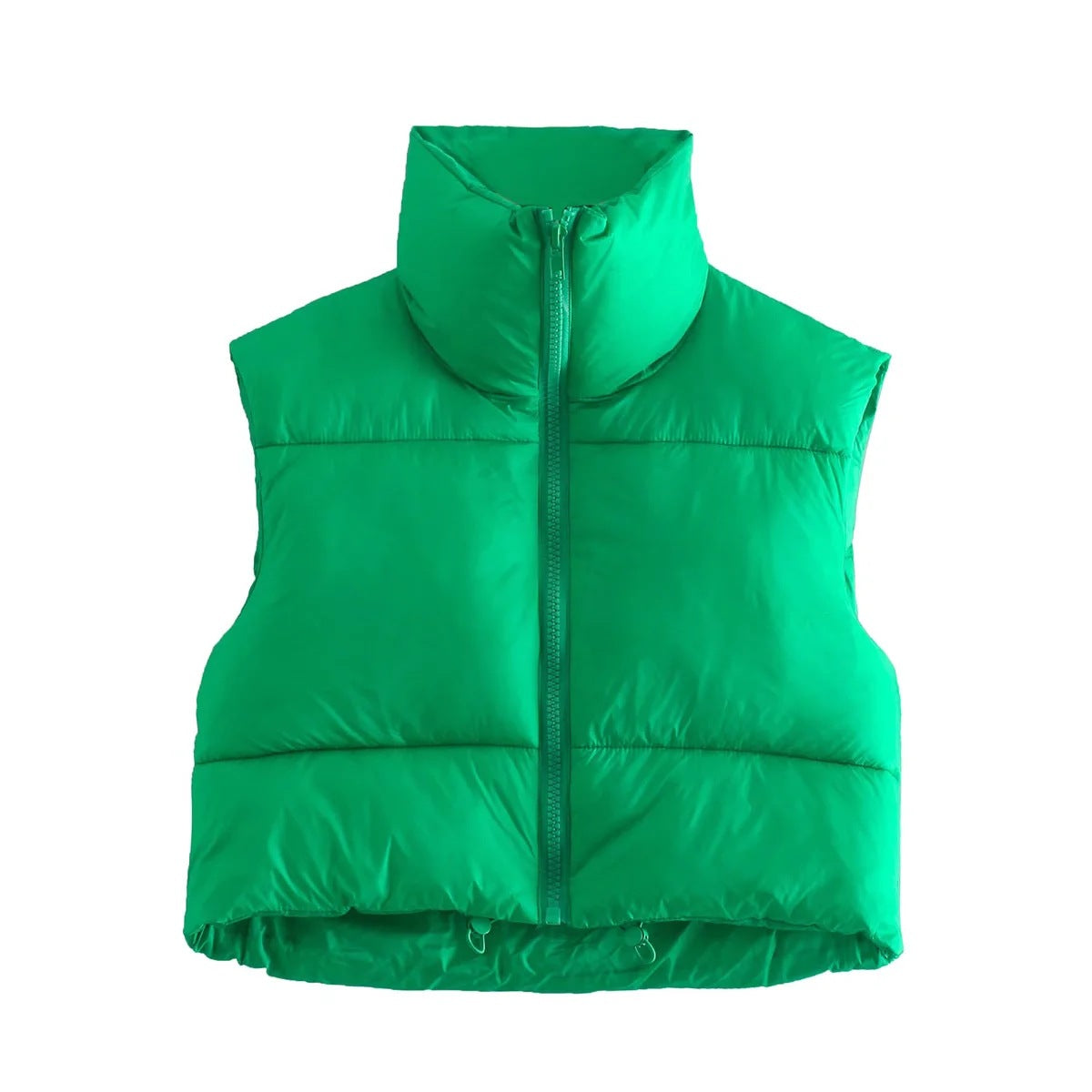 Sleeveless Zipped Stand Collar Cotton Winter Vests