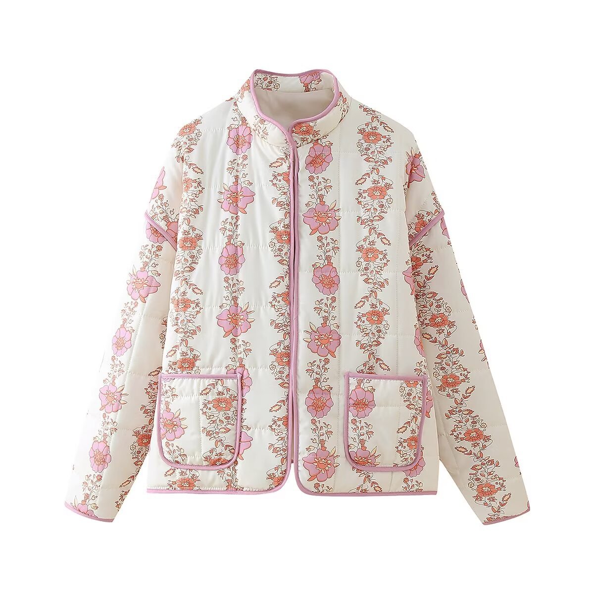 Women's Street Fashion Printed Casual Quilted Jackets