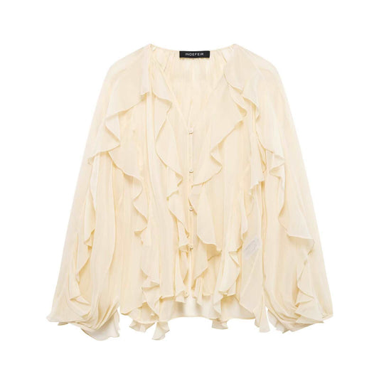 Women's Street Fashion Wear Decorative Long-sleeved Shirt Blouses