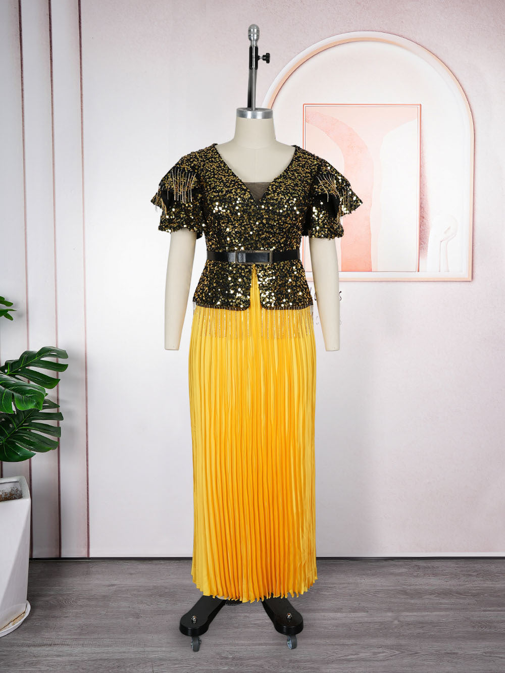 Women's Party Dress Elegant African Wear Sequins Dresses