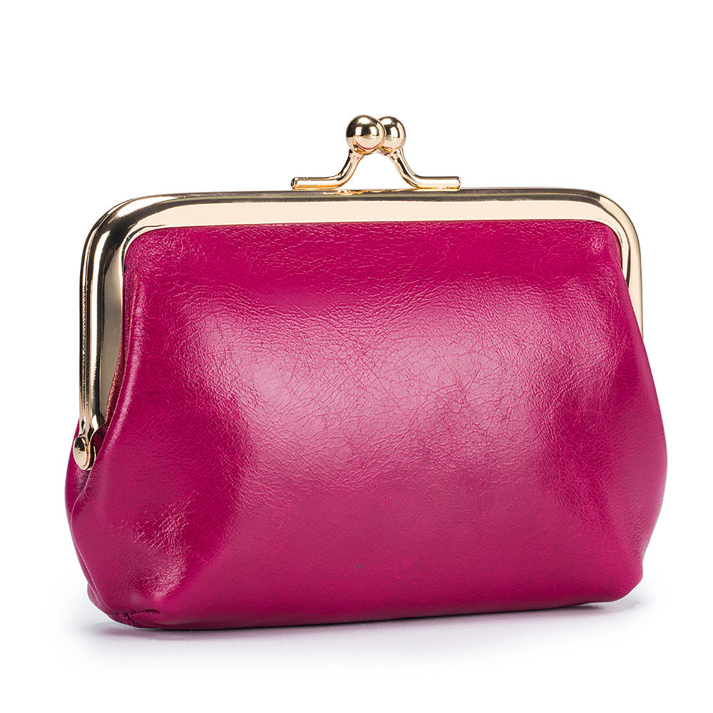 Women's Retro Expanding Leather Mini Clip Oil Card Holder