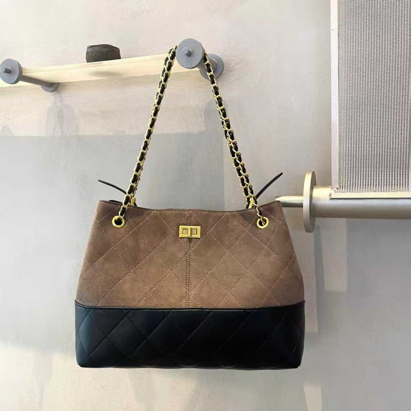 Capacity Genuine Leather Fashion Underarm Frosted Tote Bags