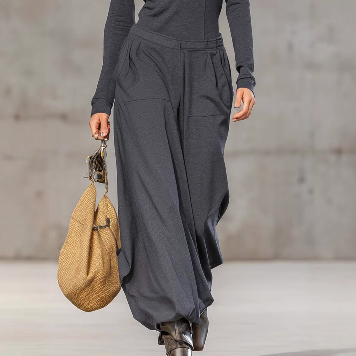 Women's Solid Color Bottoming Shirt Wide Leg Suits