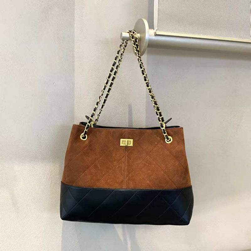 Capacity Genuine Leather Fashion Underarm Frosted Tote Bags