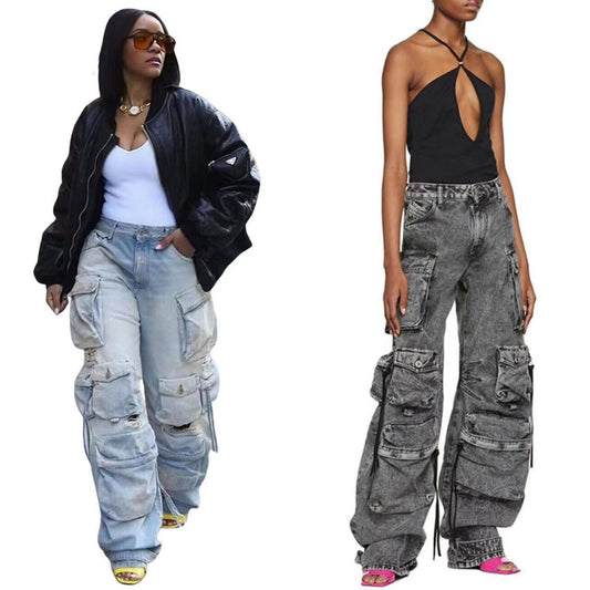 Women's Street Modern Combination Universal Wear Tooling Jeans