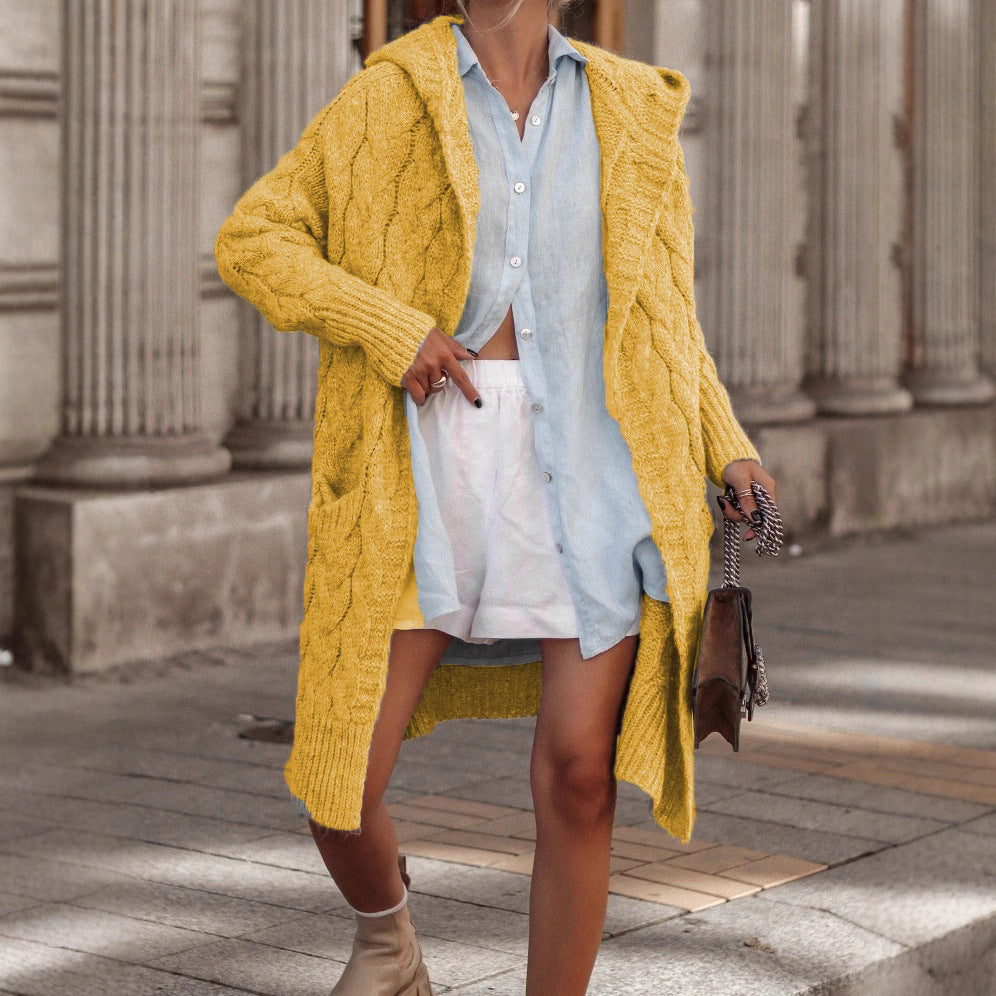 Attractive Classic Glamorous Trendy Long Hooded Knitwear