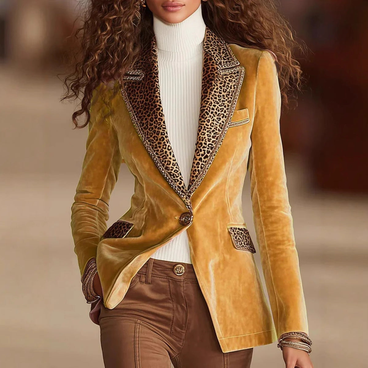 Women's Long Sleeve Solid Color Stitching Lace Blazers