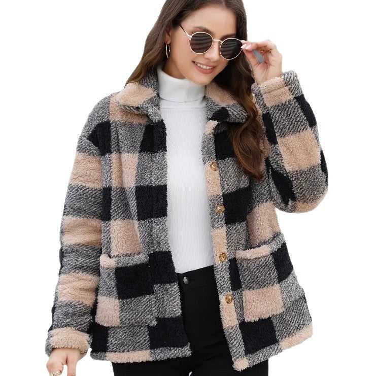 Women's Plush Patch Pocket Versatile Long Sleeve Winter Fashion Women's Sweater, Sweater