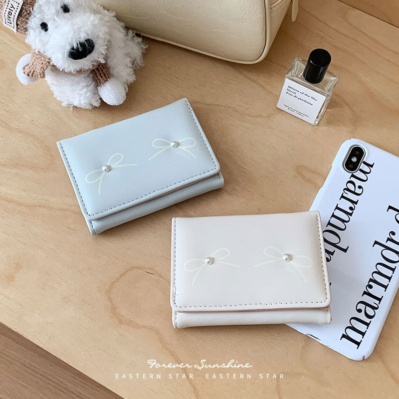 Women's Summer Bow Outing Cute Pearl Ladies Wallets