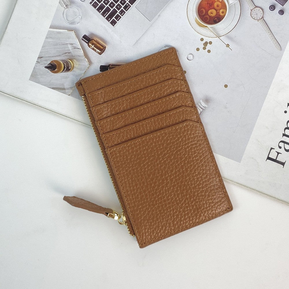 Women's Fashion Minimalist Style Korean First Layer Cowhide Document Card Holder