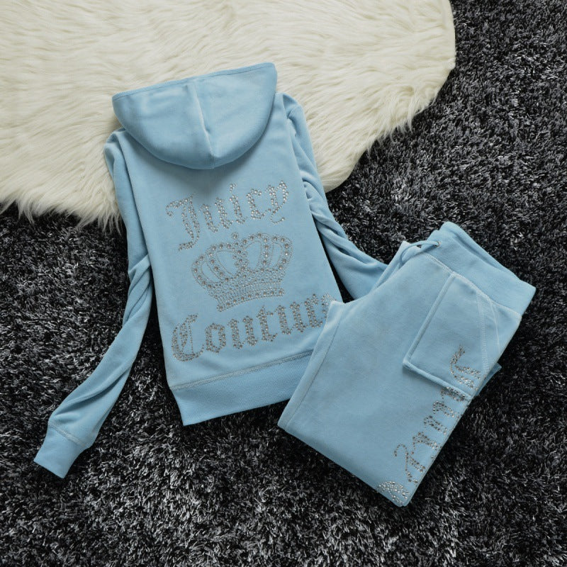 Women's Silk Veet Crown Hot Drilling Lettered Coats