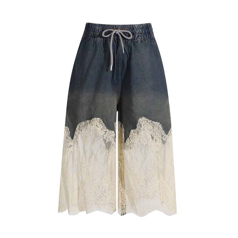 Women's Hot Style Lace Splicing Sling Drawstring Suits