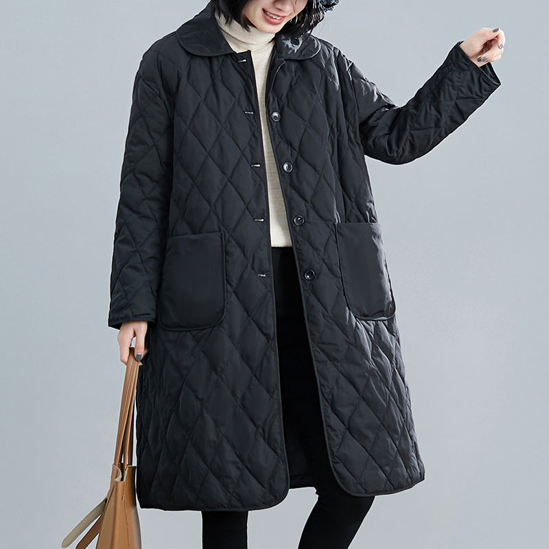Women's Large Lightweight Cotton Loose Mid-length Korean Coats