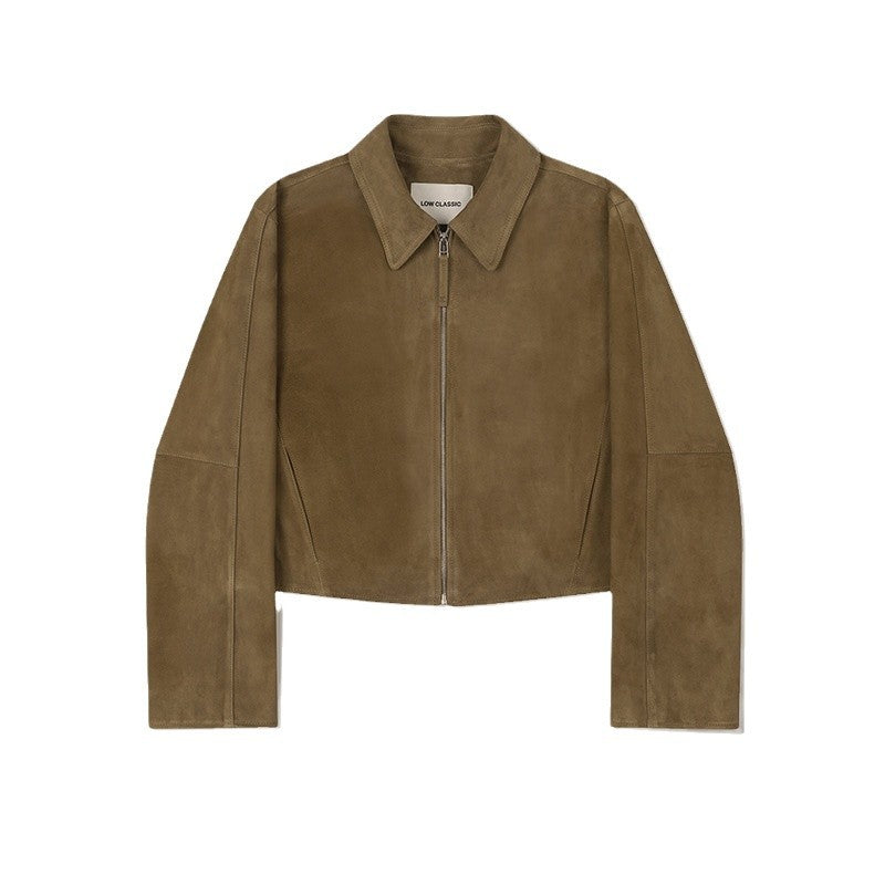 Women's Kim Leather Design Lapel Suede For Jackets