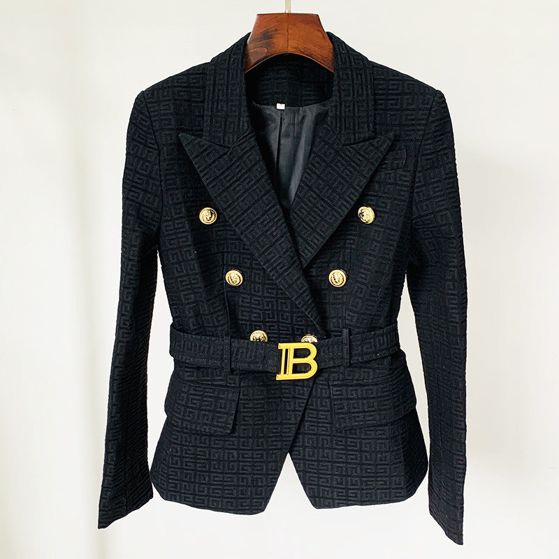 Slim Fit Maze Graphic Cotton Linen Blazers