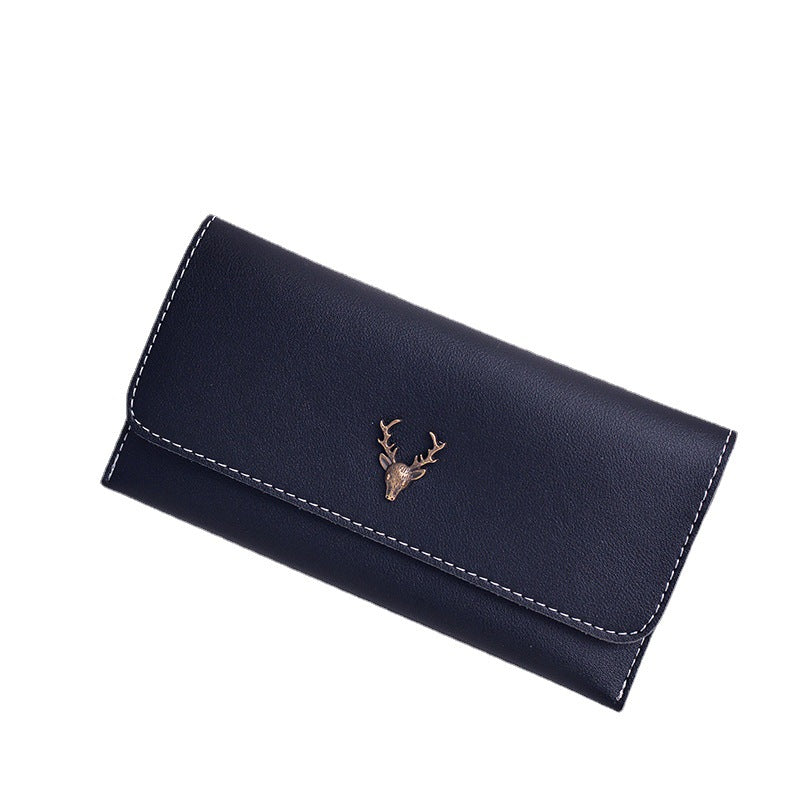 Women's Zipper Deer Head Clutch Multiple Slots Ladies Wallets