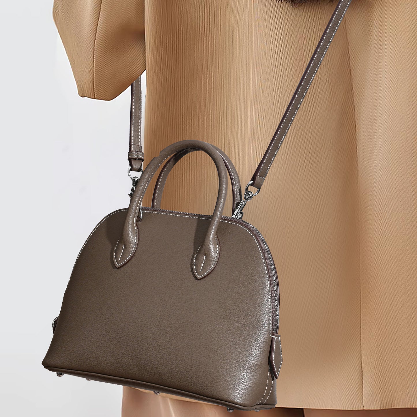 Women's Cowhide Bowling Commuter Genuine Leather Handbags