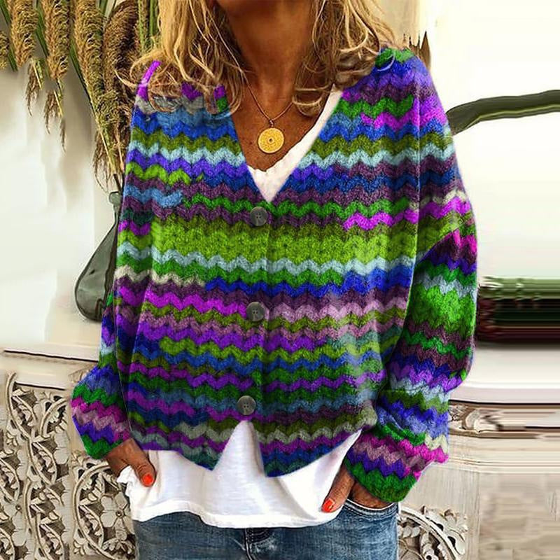 Women's Printed Wear Soft Casual Cloak Fashion Knitwear