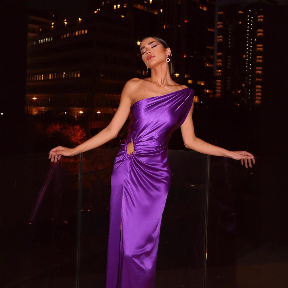 Fitted Waist High Temperament Commute Color Dresses
