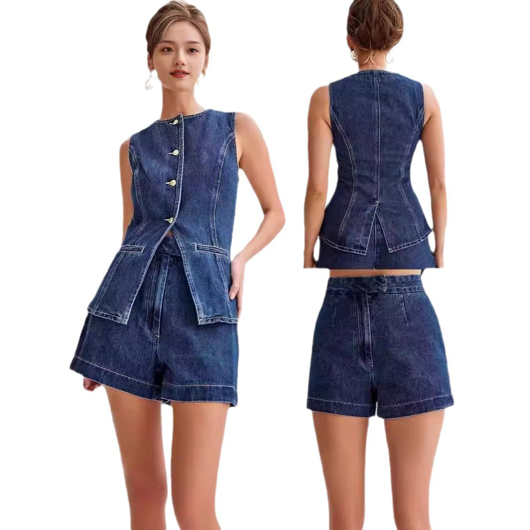 Summer Fashion Sleeveless Casual High Waist Suits