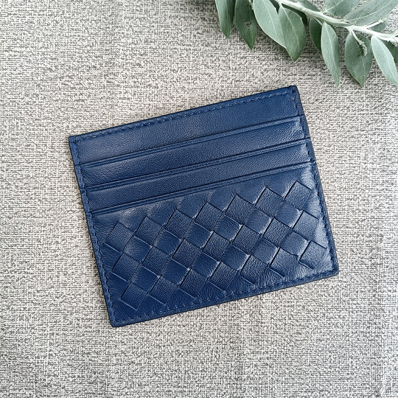 Women's & Men's & Name Sheepskin Woven Lightweight Clamp Card Holder