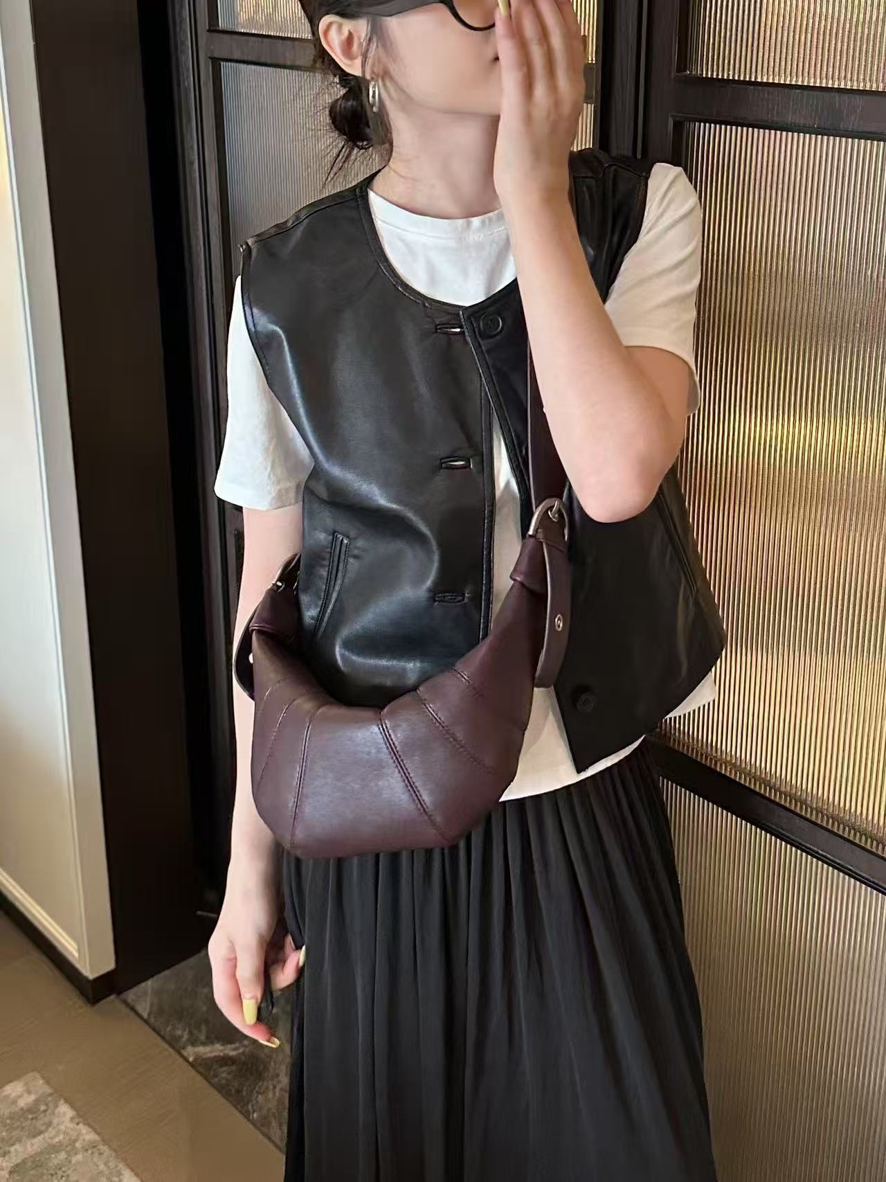 Durable Leather Versatile Croissant Advanced Dumpling Bags