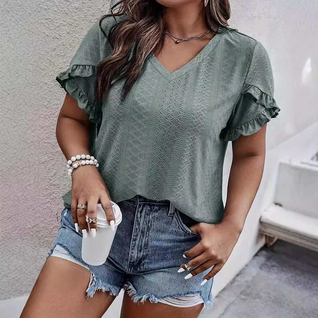 Women's Autumn Ruffled Sleeves What Comfortable For Women's T-shirt