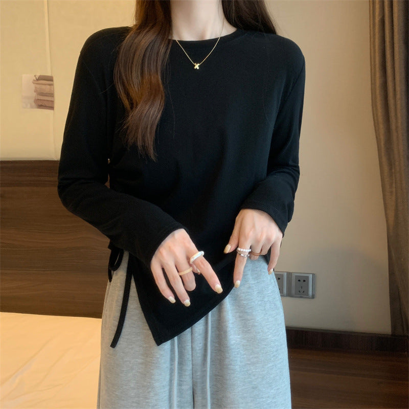 Women's Design Long-sleeved Solid Color Small Bottoming Shirt Women's T-shirt