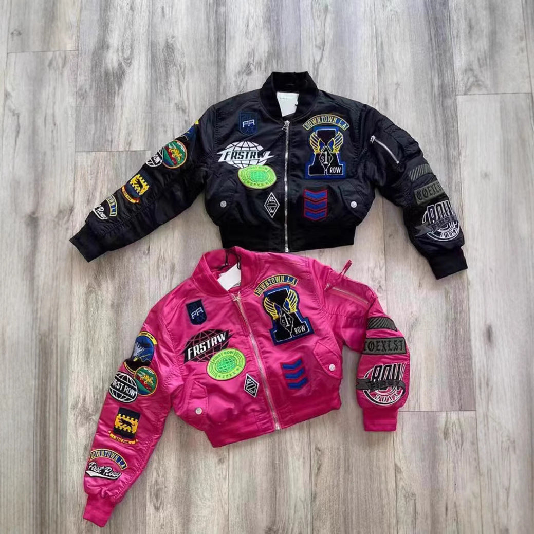 Women's Trendy Long Sleeve Embroidered Decorative Sticker Jackets