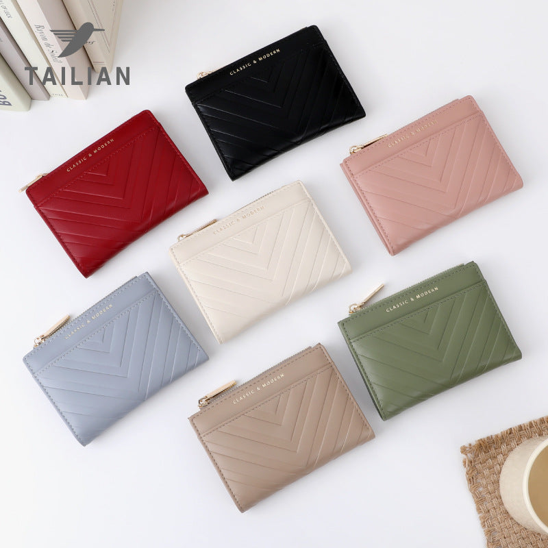 Women's Striped Embossed Leather For Multiple Slots Ladies Wallets