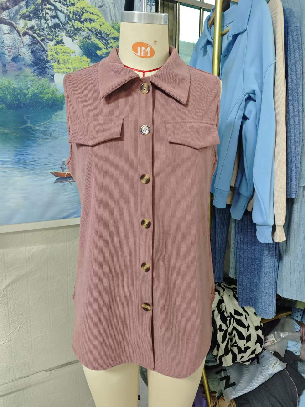 Slouchy Solid Color Buttons Corduroy Ladies Women's Vest