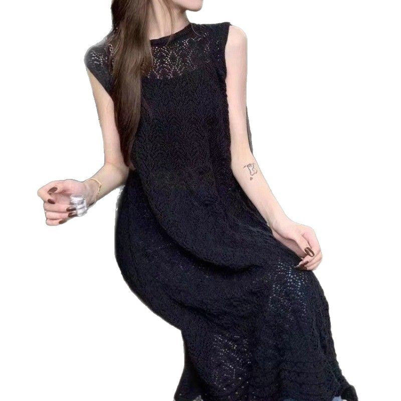 Hollow Beach Hot Long Slit Round Dress