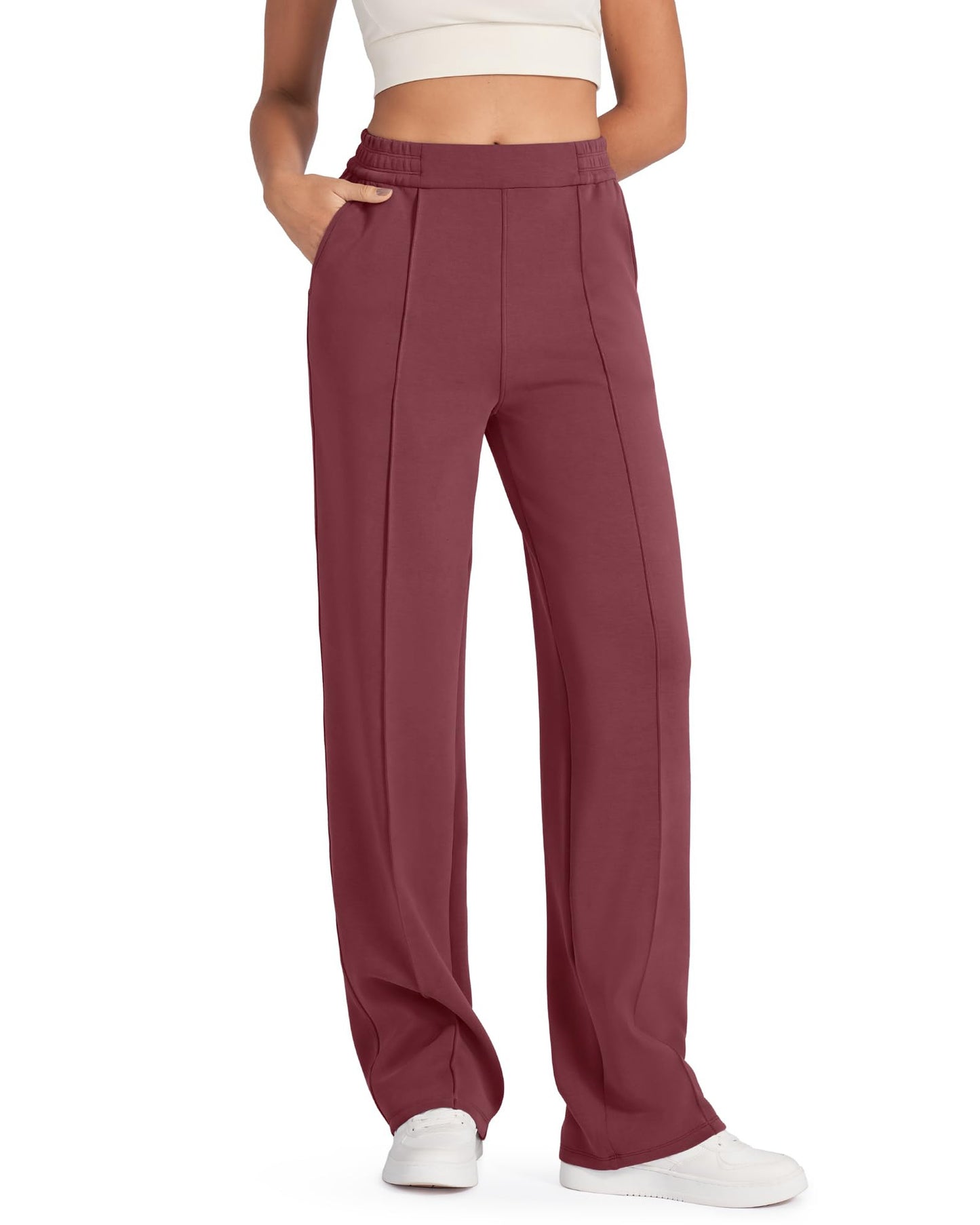 Women's Elastic High Waist Black Straight With Pants