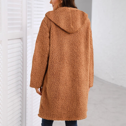 Women's Flash Veet Loose Hooded Long Zipper Coats