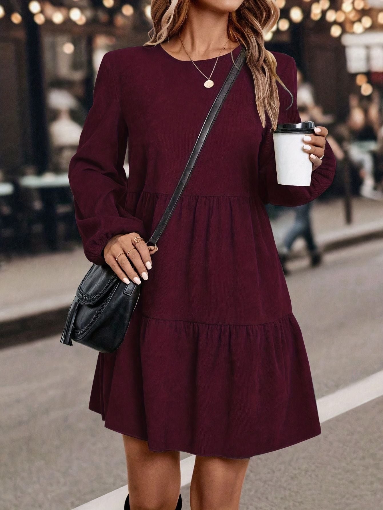 Women's Retro Gentle Style Autumn Corduroy Dress