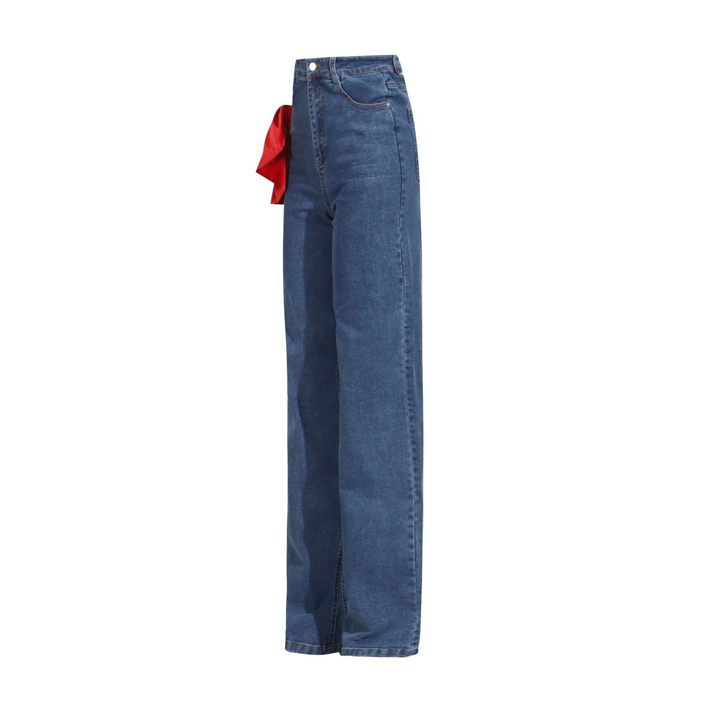 Women's Spring Trendy Color Contrast Patchwork Design Sense High Jeans