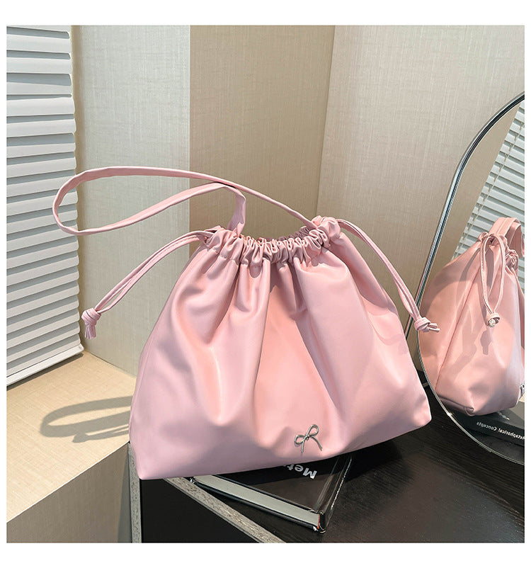Women's Large Capacity Pleated Lazy Fashion Drawstring Handbags