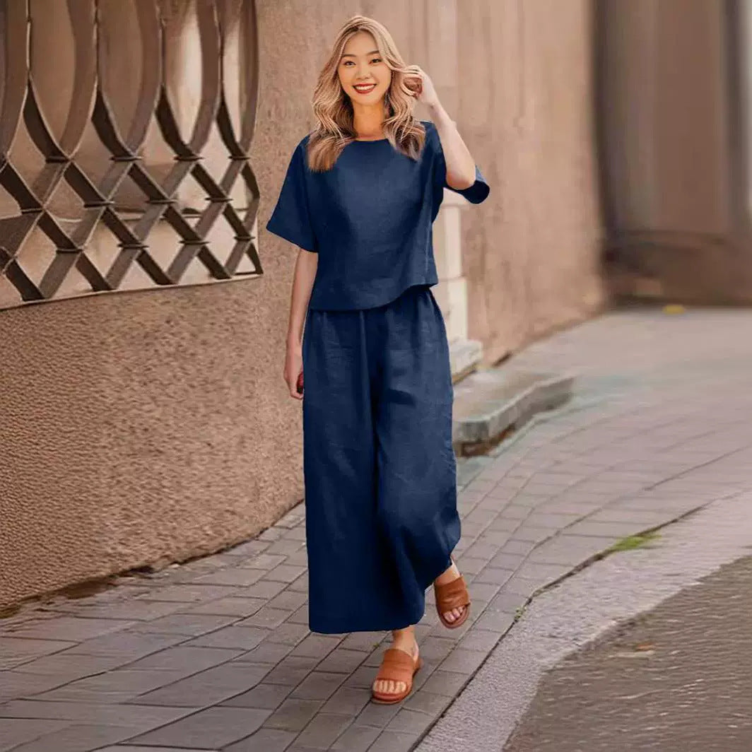 Women's Solid Color Sleeve Temperament Commute Two-piece Fashion Casual Suit