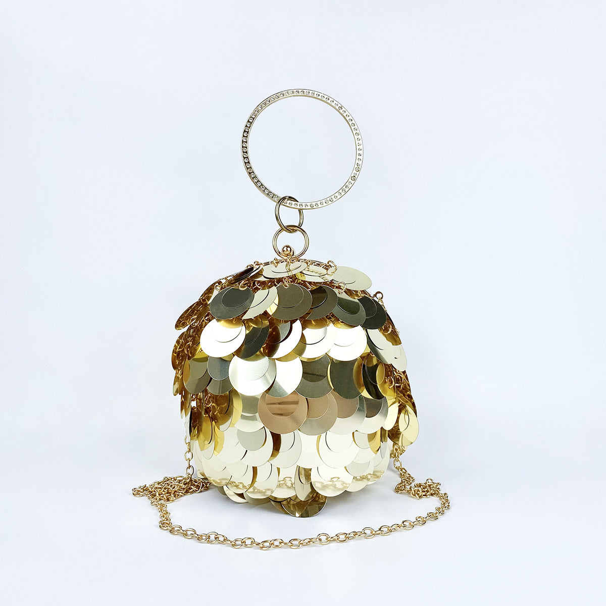 Women's Round Spherical Metal Handmade Sequined Evening Bags