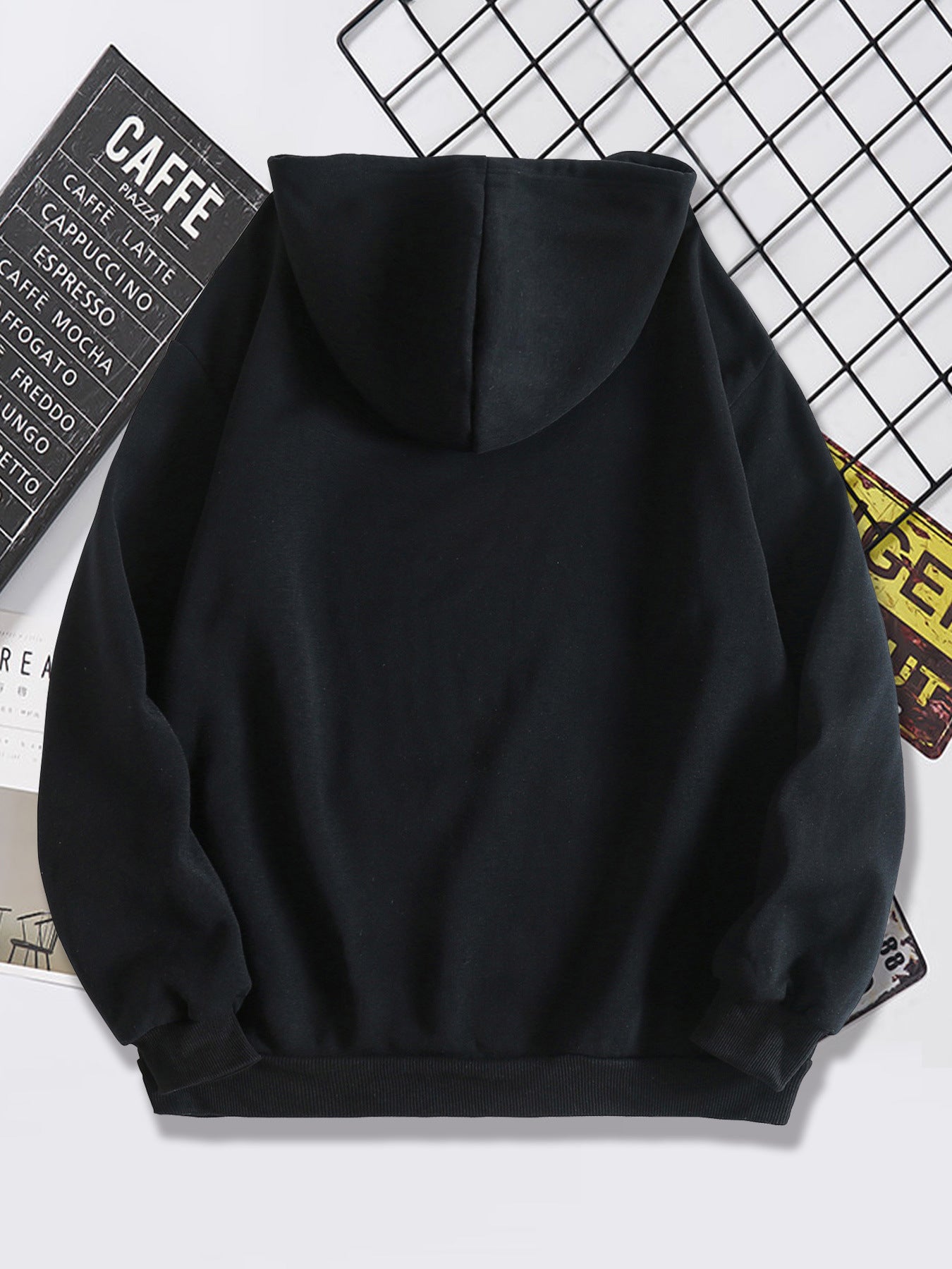 Printed Heel Wrapped Collar Brushed Hoody Hooded Women's Sweater, Sweater