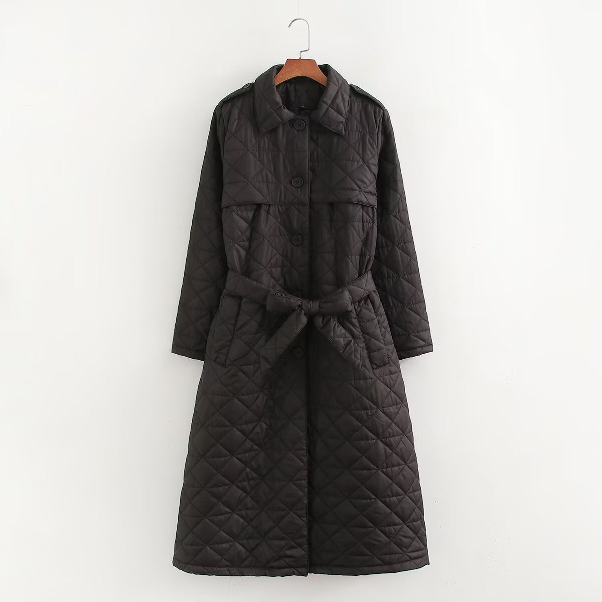 Women's Popular Quilted Long Trench Cotton Coats