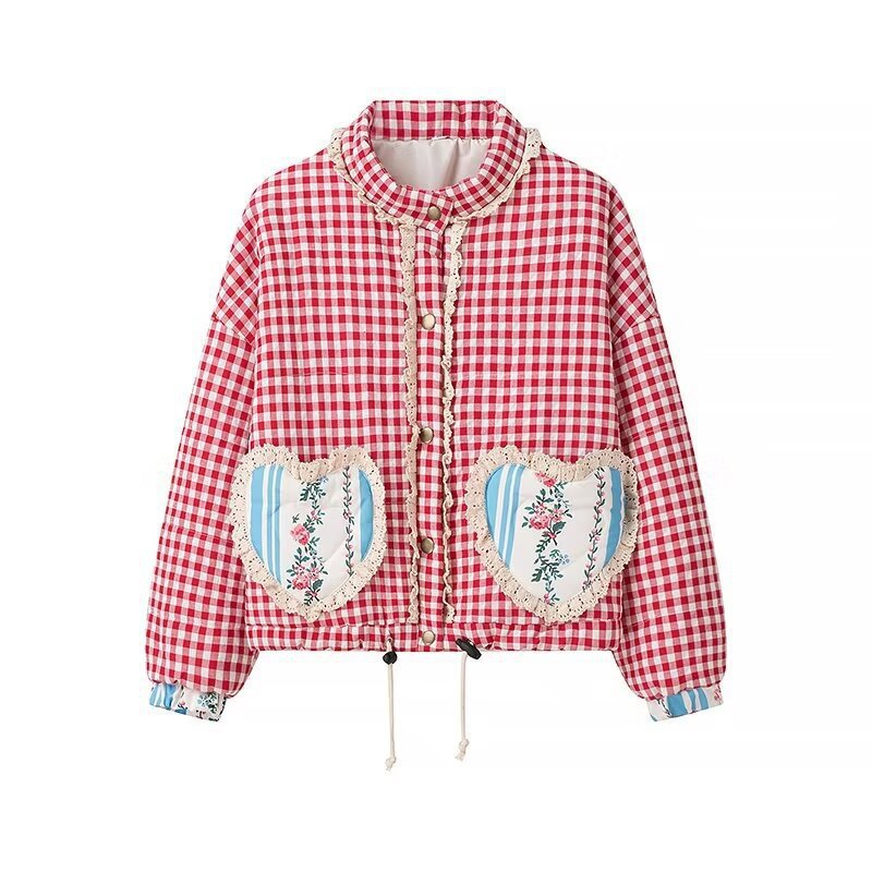 Women's New Street Fashion Stitching Plaid Coats