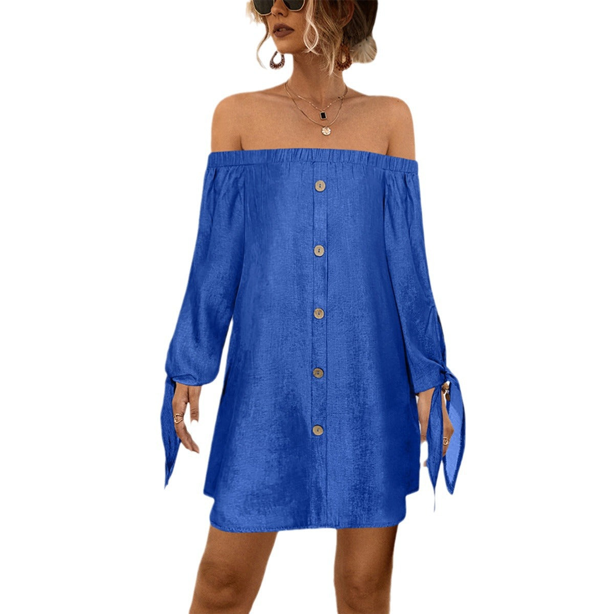 Durable Attractive Women's Bow Long Sleeve Dress
