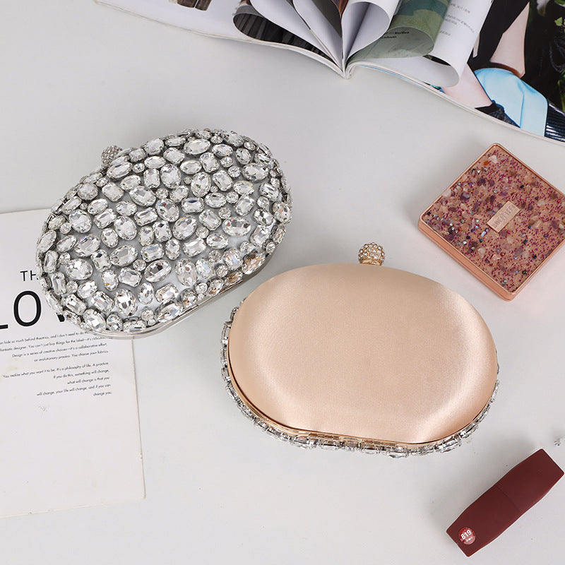 Women's Embroidered Clutch Glass Stone Goose Egg-shaped Bags