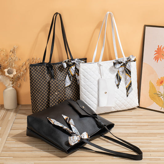 Women's Large Capacity Diamond Plaid Texture Mummy Tote Bags