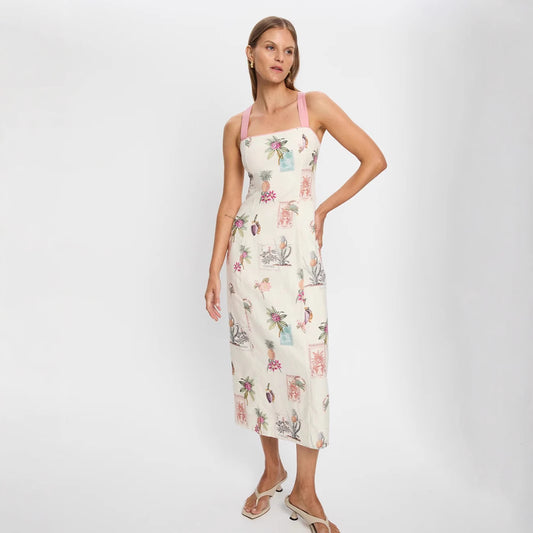 Elegant Linen Strap Backless Lace Up Dress